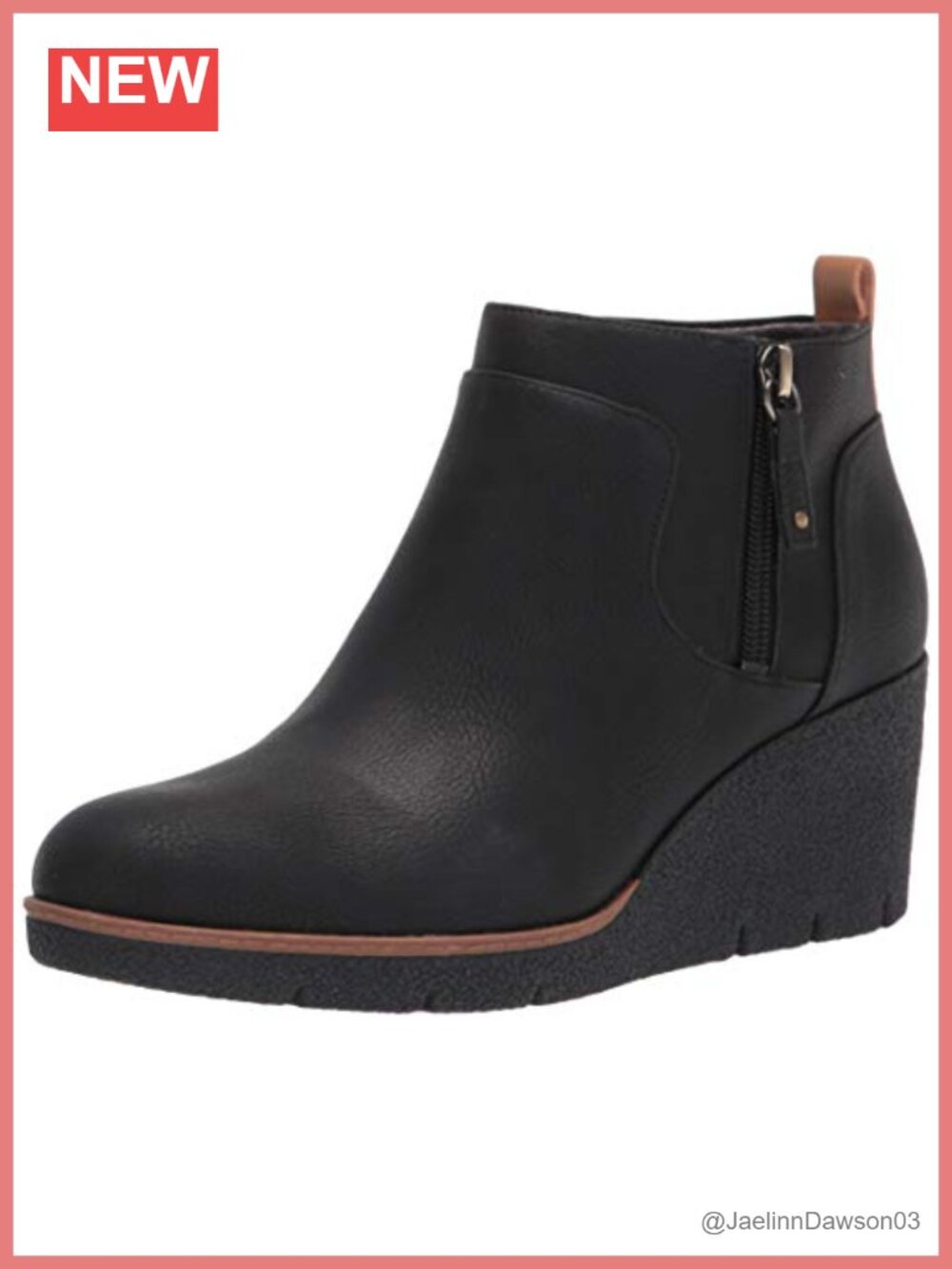 Faux Leather Ankle Booties Slip-On Zip Wedge Heel Comfort